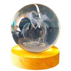 Нічник скляний шар з дельфінами 8 см