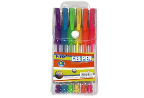 Набір гелевих ручок з блиском 6 кольоров First, 1мм