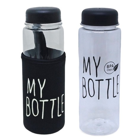 Пляшка для води у чохлі "My Bottle", 500 мл (чорна кришка)