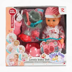 Пупс п’є з пляшечки, закриває очі, аксесуари, музичний чіп, висота 34 см, в кор. /12/