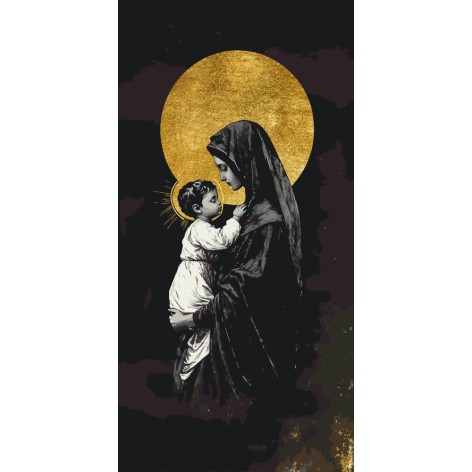 Картина за номерами Origami "Марія та Ісус" 40x80 см