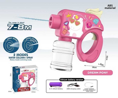 Водный пистолет на аккумуляторе 3.7 V, 2 режима X4 РОЖЕВЫЙ