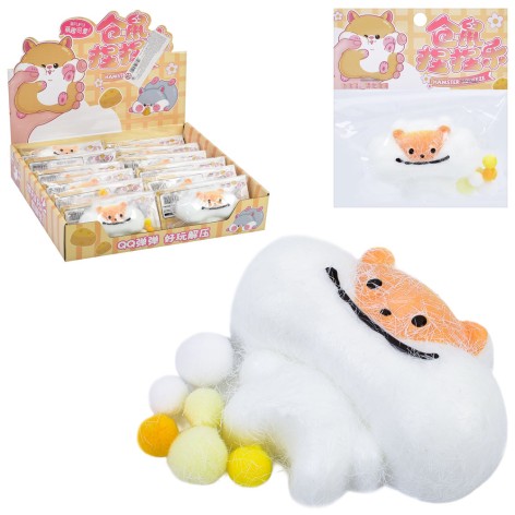 Іграшка хом'як, 8см, антистрес, мішура, у п/е /24/288/12шт в кор. 26-5-5-22см