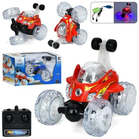 Машинка перевертиш на радиоуправлении 2.4G трюковая с музыкой и светом 19 см