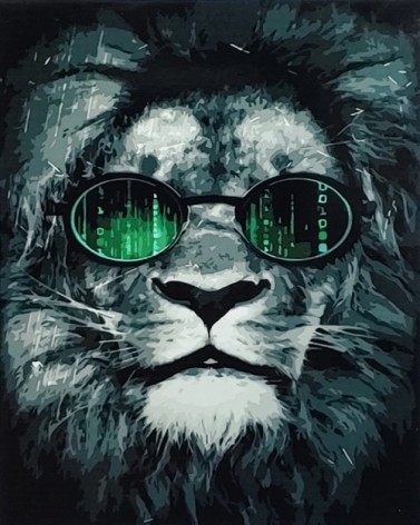 Набір для розпису по номерах Лев в окулярах Strateg розміром 40х50 см (GS104)