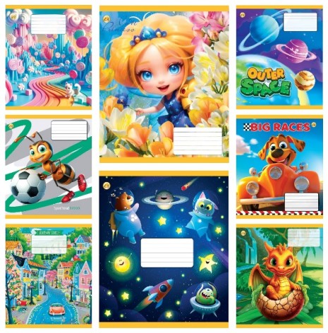 Тетрадь 12 арк.коса линия Твердая ТА53118 Микс 7, 25/600, 8к. цена за 25 шт.