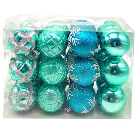 Новорічні ялинкові прикраси MIC 24 кульки D=5,5 см у слюді