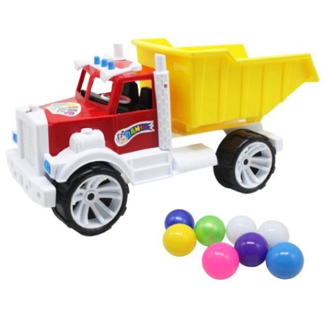 Вантажівка іграшка Бамсик з кульками (червона, жовта)