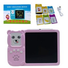 Планшет для рисования LCD Writing Tablet + озвученная алфавит Монтессори 112 карт (розовый)
