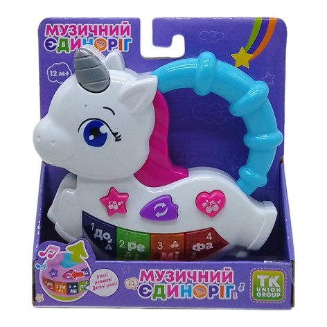 Іграшка піаніно TK Group "Музичний єдиноріг" білий з функціями (16x16x4.5 см)