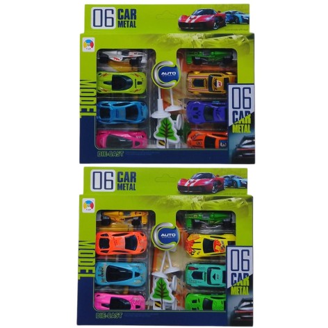 Набор металлических машинок (8 шт. со знаками и ковриком), микс видов