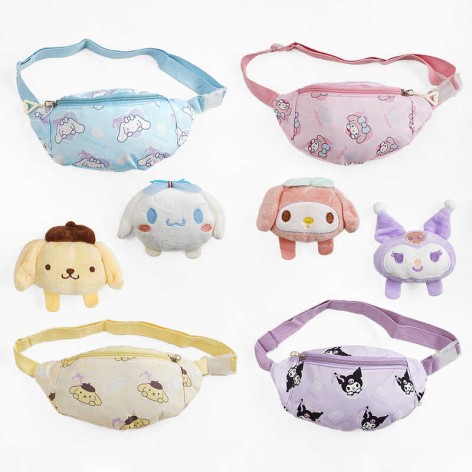 Сумочка-бананка  одне відділення, м'який значок, в п/е, мікс видів  