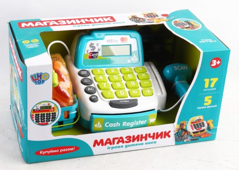 УЦЕНКА 20% Кассовий апарат мікр-нд,калькул,сканер,прод-и,зв-укр,св,на бат,в кор,34,5-18-18см /12/