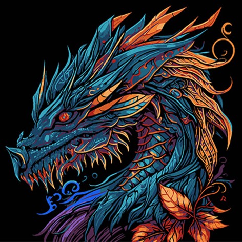 Набір для розпису по номерах Могутній дракон Strateg на чорному фоні 30х30 см (SH3030-20)