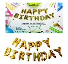 Набор фольгированных шаров "Happy birthday" 40см,золото (30*12)