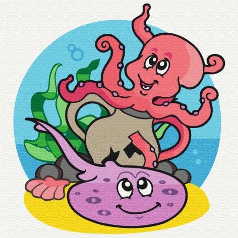 Картина по номерам "Осьминожка и скат"?