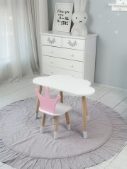 Стол белое облачко 46х70х40 и стульчик корона розовый 26.5х26х25, стол и стул в детскую