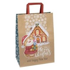 Пакет подарочный бумажный НОВОГОДНИЙ КРАФТ 25*15*34,5см
