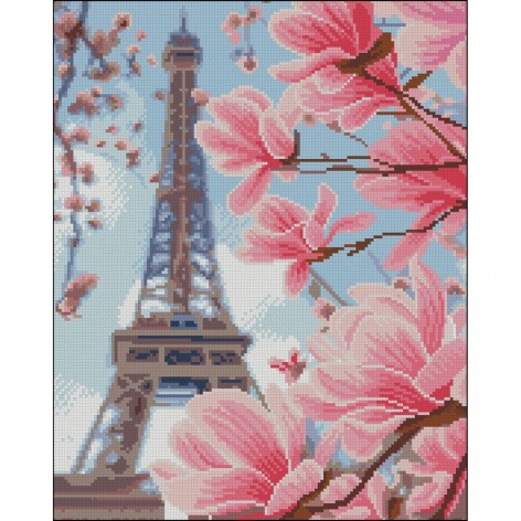 Алмазная мозаика (картина) "Весенний Париж" 40х50 см