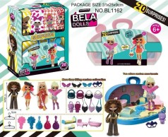 Ігровий набір лялька Bella Dolls валіза з меблями для ляльок, лялька 17,5см+сюрпризи: одяг, прикраси, аксесуари, 25,5*9*31,5см