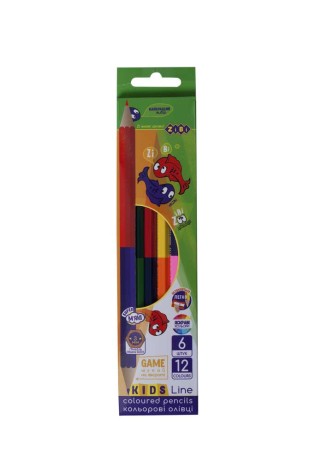 Цветные карандаши Double, 6 шт. (12 цв), Kids Line по 2 уп.