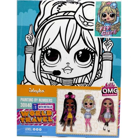 Картина за номерами з фарбами металік для дітей "L.O.L. Surprise! O.M.G. Fly Gurl" 30х40 см