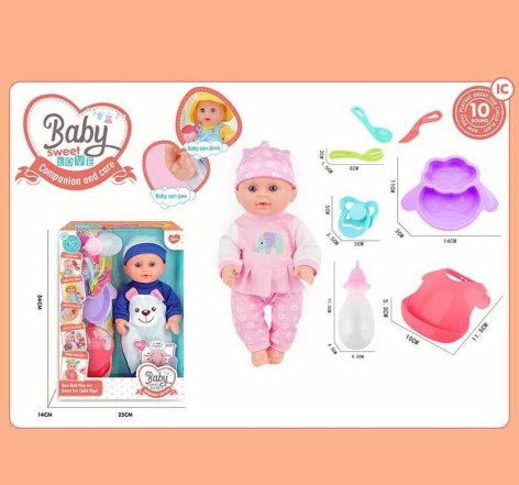 Пупс 2 вида, звук, высота 30 см, ходит в туалет, аксессуары, в кор. /24/