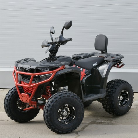 Квадроцикл AX125-2-3 (1шт) бензиновий 125 см?, авт. F/N/R, передні та задні дискові гальма, 8? литі колеса, LCD, фаркоп, спинка, до 85 кг, чорно-черв