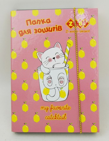 Папка для зошитів Cute Cat, картонна, на гумках В5+ (175х240х25мм), Kids Line