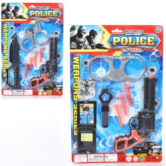 Набір амуніції поліція, пістолет 21см, присоски 3-4шт, аксесуари, 2 види, на листі, 25,5-38,5-3см /84/