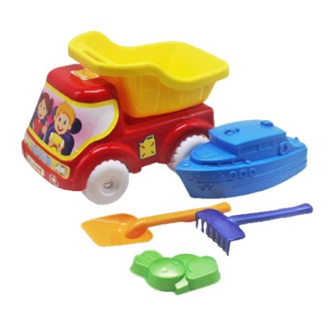 Машинка самоскид №4 + кораблик червоний-жовтий