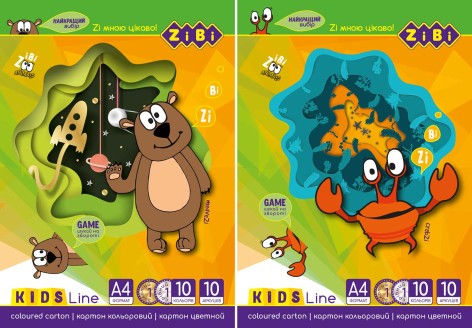 Картон цветной, А4, 10 кол. - 10 арк, (8 станд.кол.+золото и серебро), 230г/м2, 2 шт. в уп. //