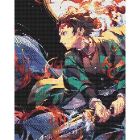 Алмазна мозаїка Origami "Аніме Клинок що розсікає демонів Тандзіро Камадо" 40x50 см (OD30770)