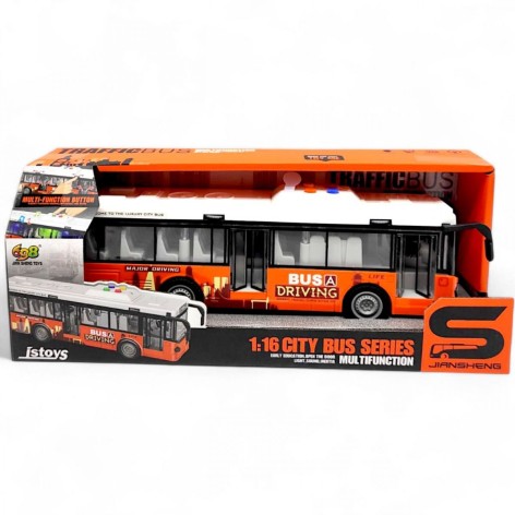 Автобус (звук, подсветка, механическое открывание дверей, масштаб 1:16, резиновые колеса, инерция)