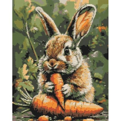 Алмазна мозаїка "Кролик з морквою" 40х50 см