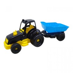 Трактор с прицепом М черный+желтый+синий