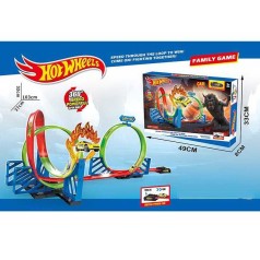 Трек машинка с инерцией, наклейки, в кор. 