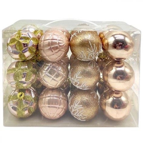 Новорічні ялинкові прикраси MIC 24 штуки кульки діаметром 5,5 см у слюді