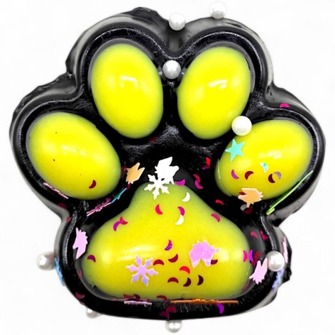 Лапка-антистрес велика, 11 см, таба, чорно-жовта