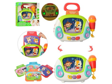 Караоке підсвічування, 4 музичні картки, веселі мелодії. звукозапис, мікрофон, кор. 