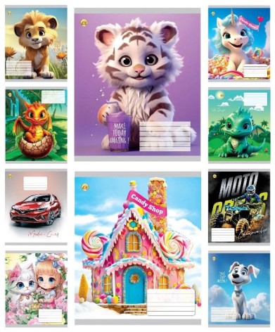 Тетрадь 12 арк.лінія Люкс ТЕ12142, Мікс, 25 шт. в уп. /600/5к.