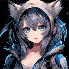 Набір для розпису по номерах Світ аніме дівчинки Strateg на чорному фоні розміром 30х30 см (SH3030-2)