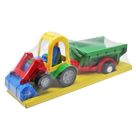 Трактор із причепом, зелений