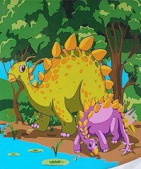 Набор для росписи по номерам Динозавры у берега Strateg размером 30х30 см (ES172)