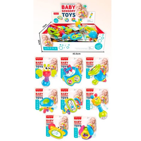 Брязкальце від 8см, на листі, (8видів) /5/120/24шт у кор. 44-24,5-13см