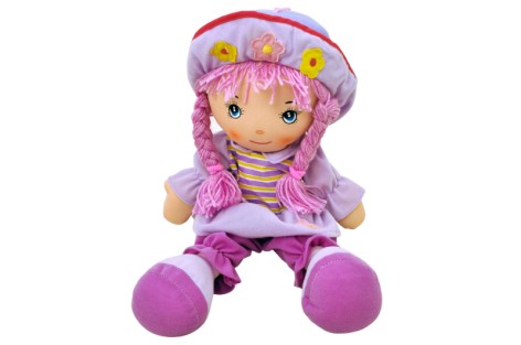 Мягкая кукла с волосами из ниток в шляпе музыкальная 2 цвета 46*21 см