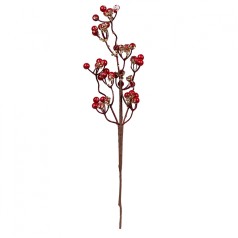 Ветвь декоративная Yes! Fun с красными ягодами, 45 см, пайетки, золото