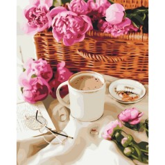 Картина за номерами: Піони в корзинці 40*50 BS38983