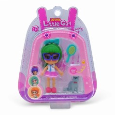 Лялька Little girl 9 см, з тваринкою (зелена)