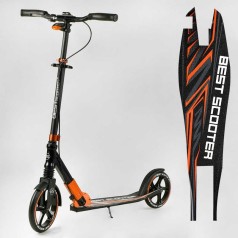 Самокат алюмінієвий Best Scooter 79740 колеса PU, ФАРА, затискач керма, d передніх коліс - 230мм, d задніх коліс 200мм, 1 амортизатор передній